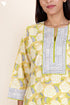 Cambric Cotton Kurta And Pant Set With Kota Dupatta In Block Print